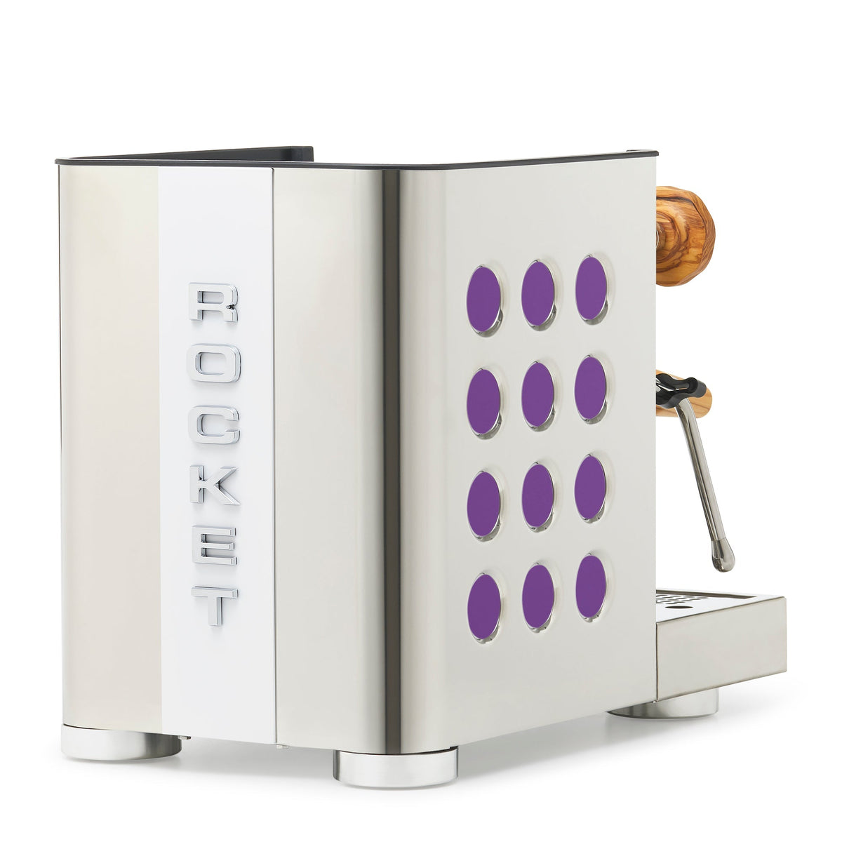 Rocket Espresso Appartamento TCA Heat-Exchange Espresso Machine in Stainless Steel with White Stripe