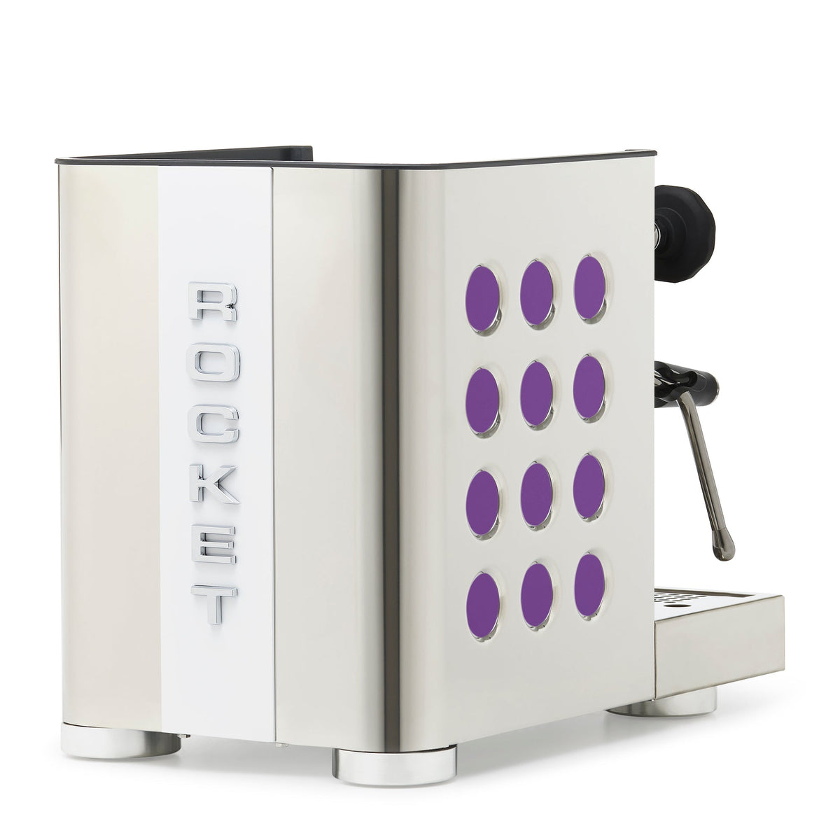 Rocket Espresso Appartamento TCA Heat-Exchange Espresso Machine in Stainless Steel with White Stripe