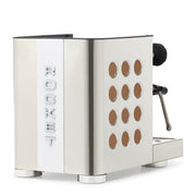 Rocket Espresso Appartamento TCA Heat-Exchange Espresso Machine in Stainless Steel with White Stripe