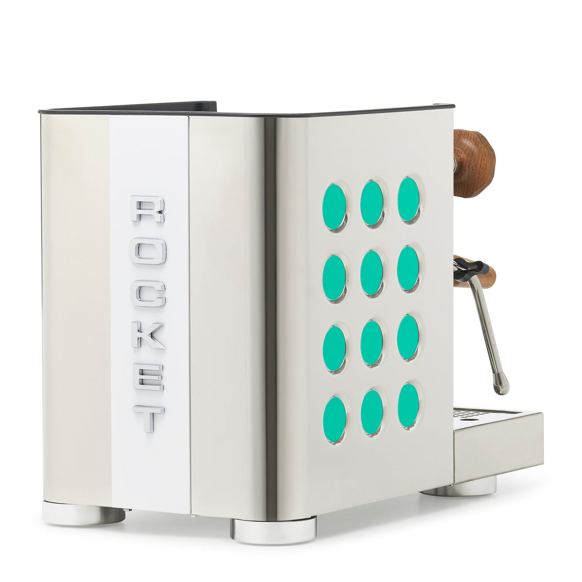Rocket Espresso Appartamento TCA Heat-Exchange Espresso Machine in Stainless Steel with White Stripe
