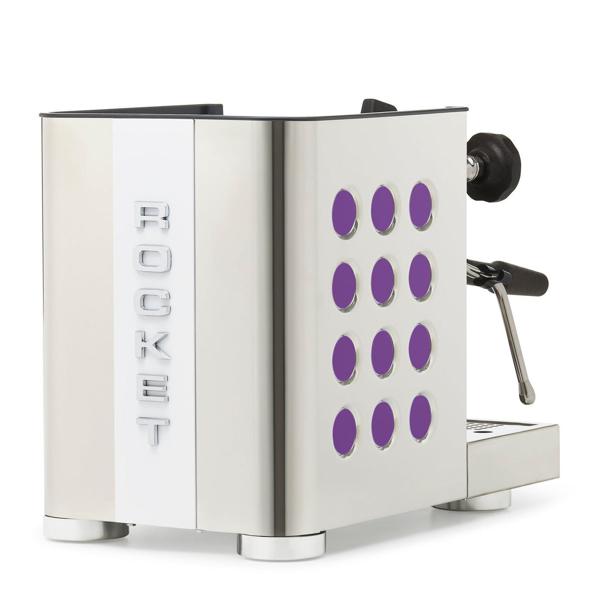 Rocket Espresso Appartamento TCA Heat-Exchange Espresso Machine in Stainless Steel with White Stripe