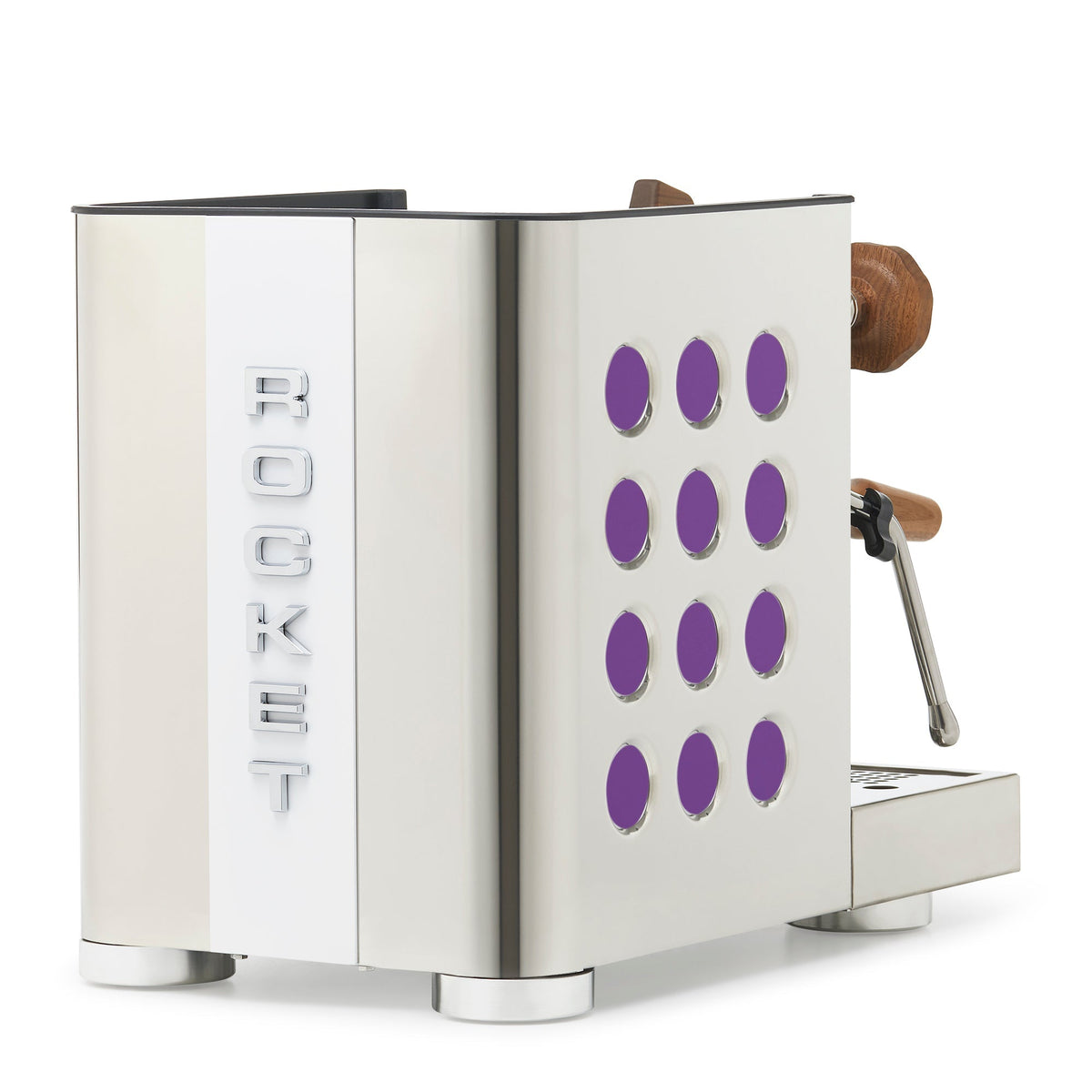 Rocket Espresso Appartamento TCA Heat-Exchange Espresso Machine in Stainless Steel with White Stripe
