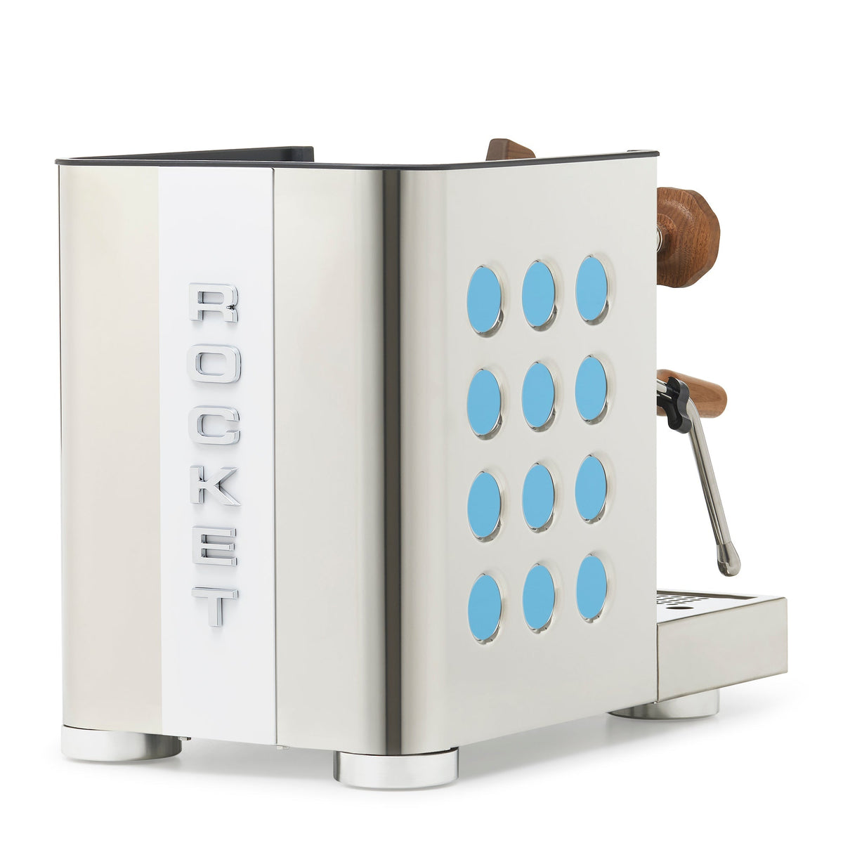 Rocket Espresso Appartamento TCA Heat-Exchange Espresso Machine in Stainless Steel with White Stripe