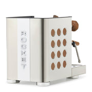 Rocket Espresso Appartamento TCA Heat-Exchange Espresso Machine in Stainless Steel with White Stripe