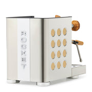 Rocket Espresso Appartamento TCA Heat-Exchange Espresso Machine in Stainless Steel with White Stripe