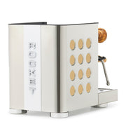 Rocket Espresso Appartamento TCA Heat-Exchange Espresso Machine in Stainless Steel with White Stripe
