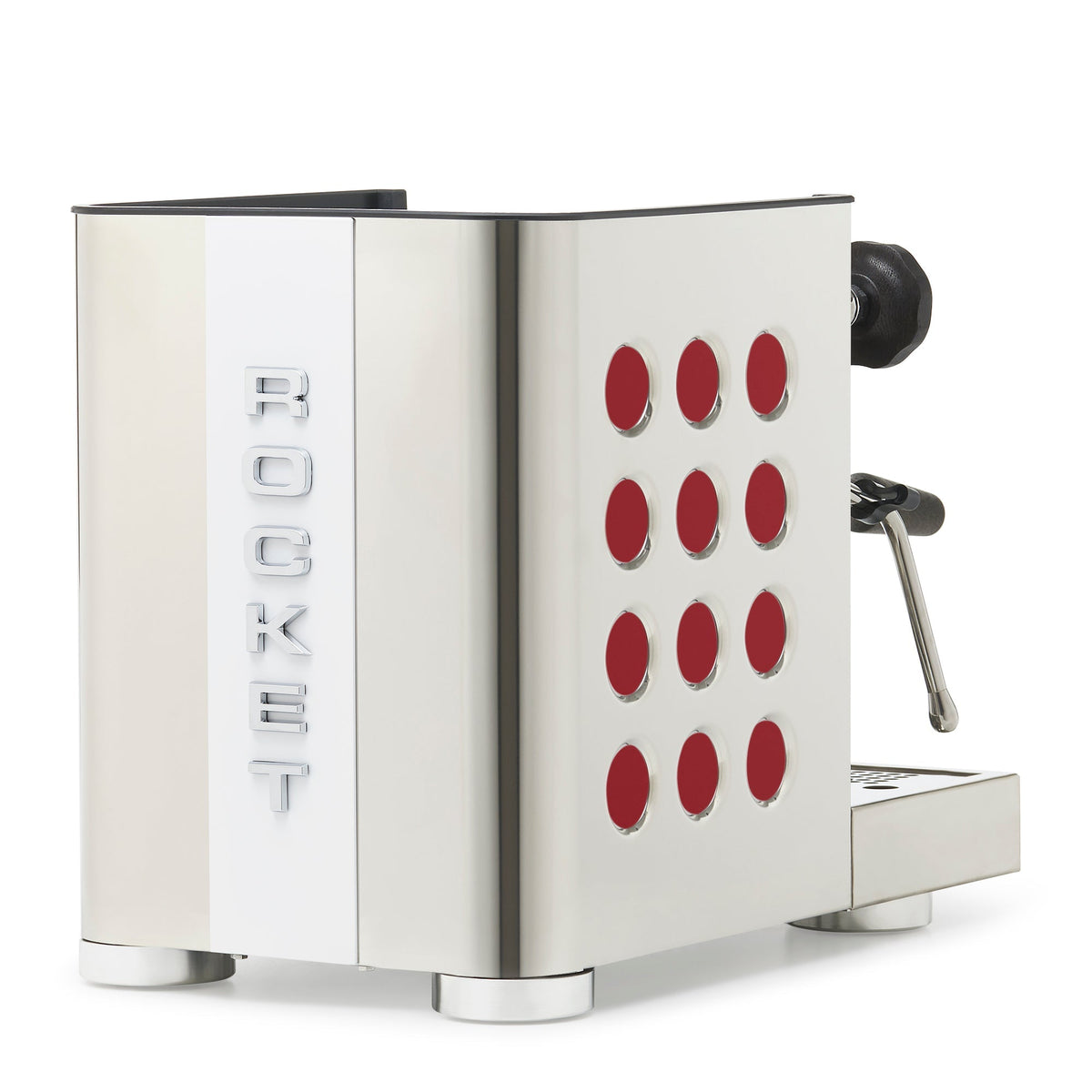Rocket Espresso Appartamento TCA Heat-Exchange Espresso Machine in Stainless Steel with White Stripe