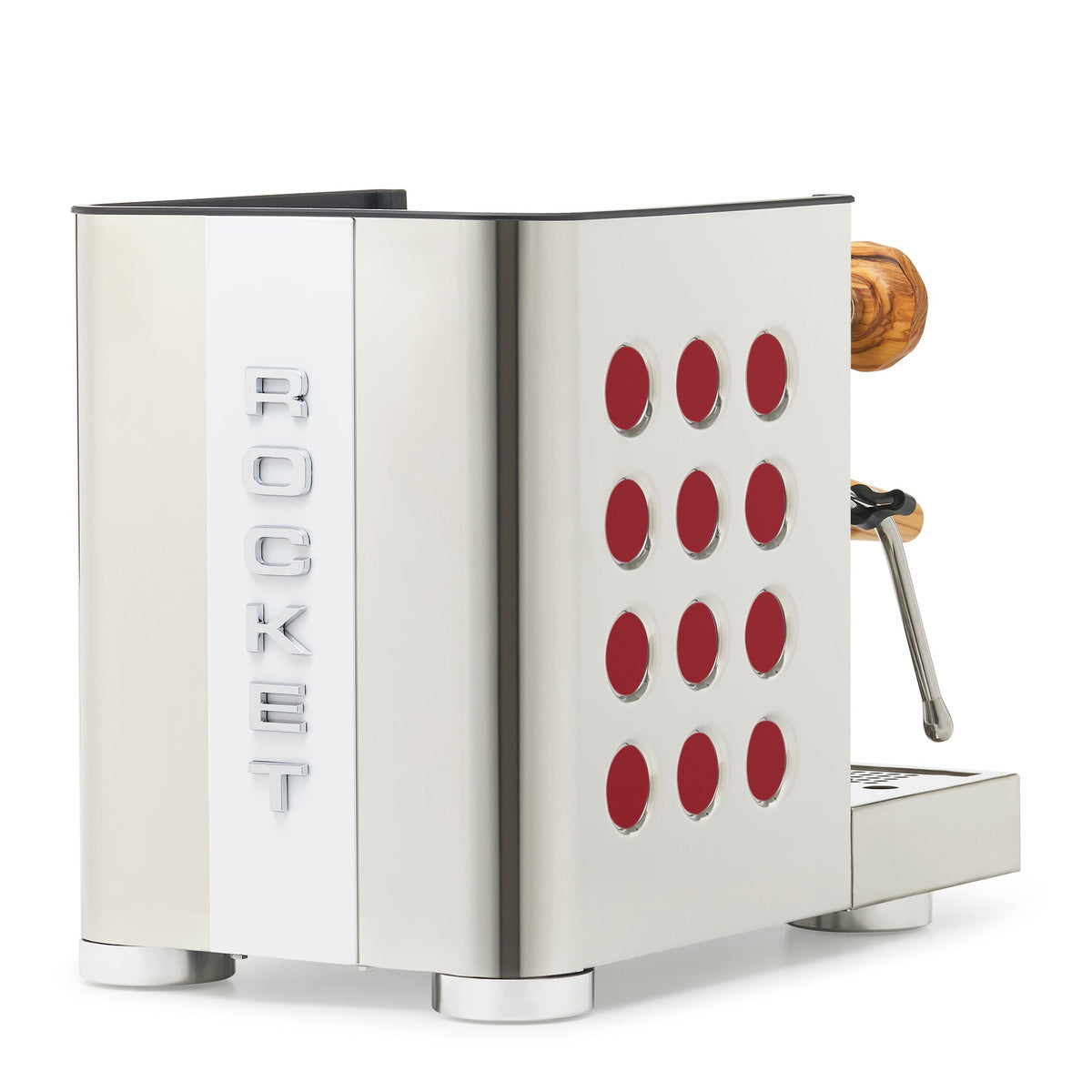 Rocket Espresso Appartamento TCA Heat-Exchange Espresso Machine in Stainless Steel with White Stripe