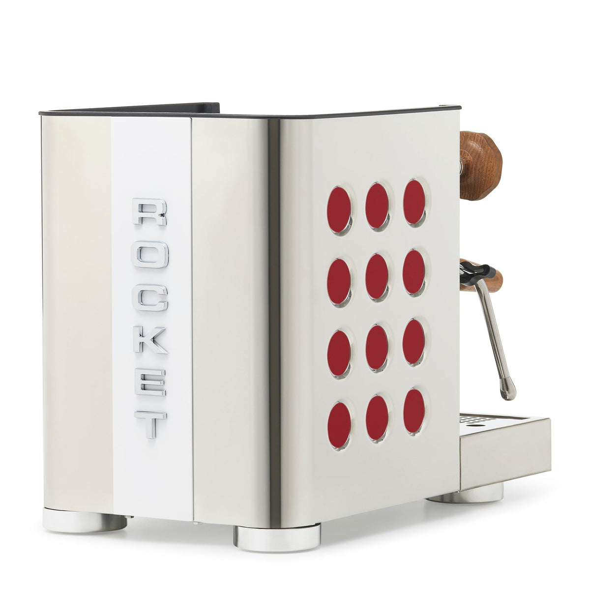 Rocket Espresso Appartamento TCA Heat-Exchange Espresso Machine in Stainless Steel with White Stripe