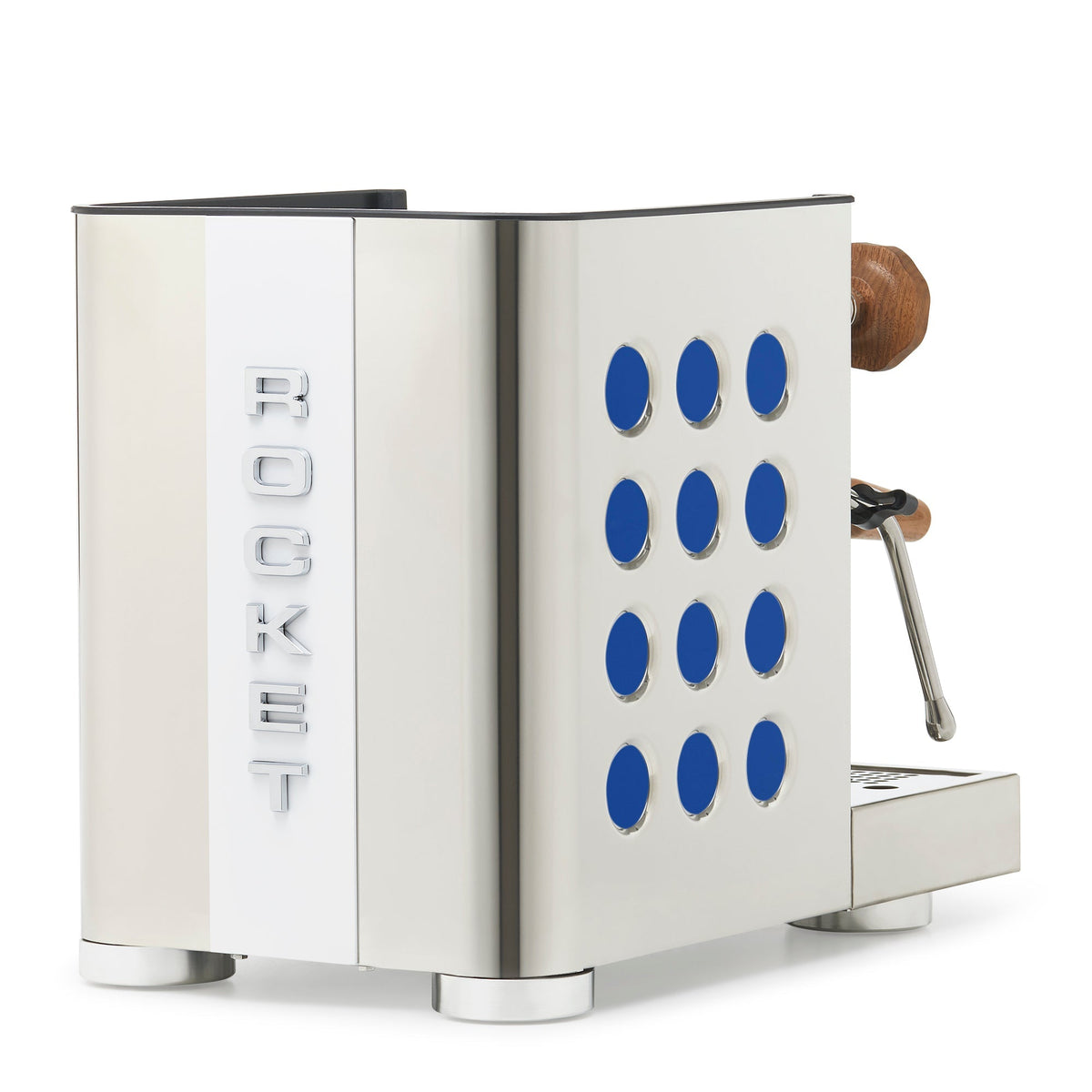 Rocket Espresso Appartamento TCA Heat-Exchange Espresso Machine in Stainless Steel with White Stripe