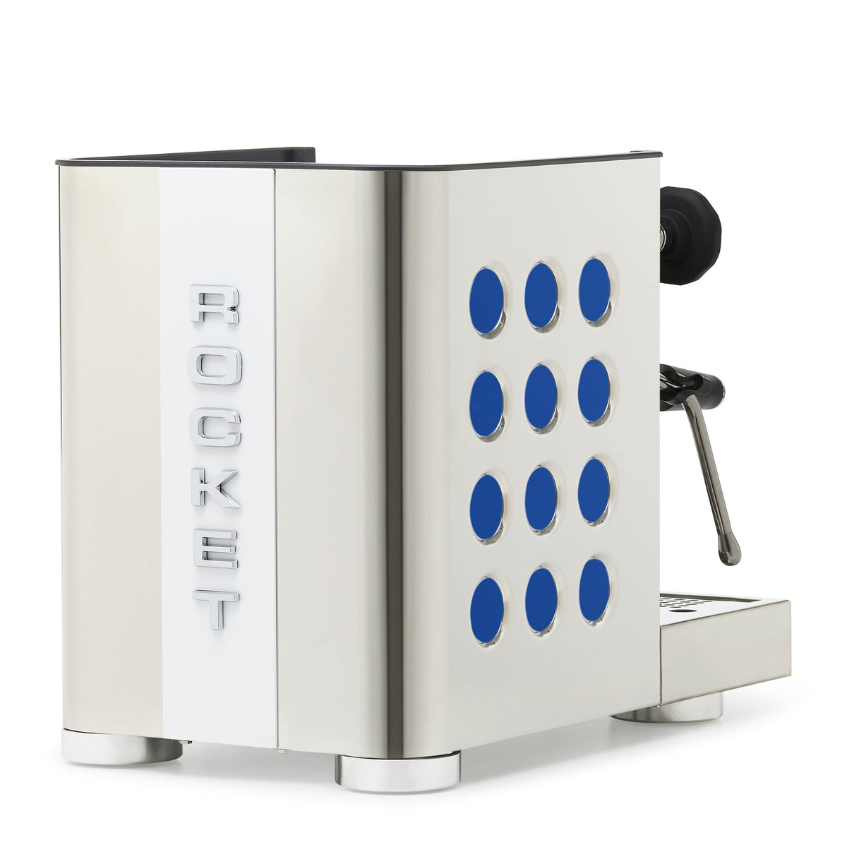 Rocket Espresso Appartamento TCA Heat-Exchange Espresso Machine in Stainless Steel with White Stripe