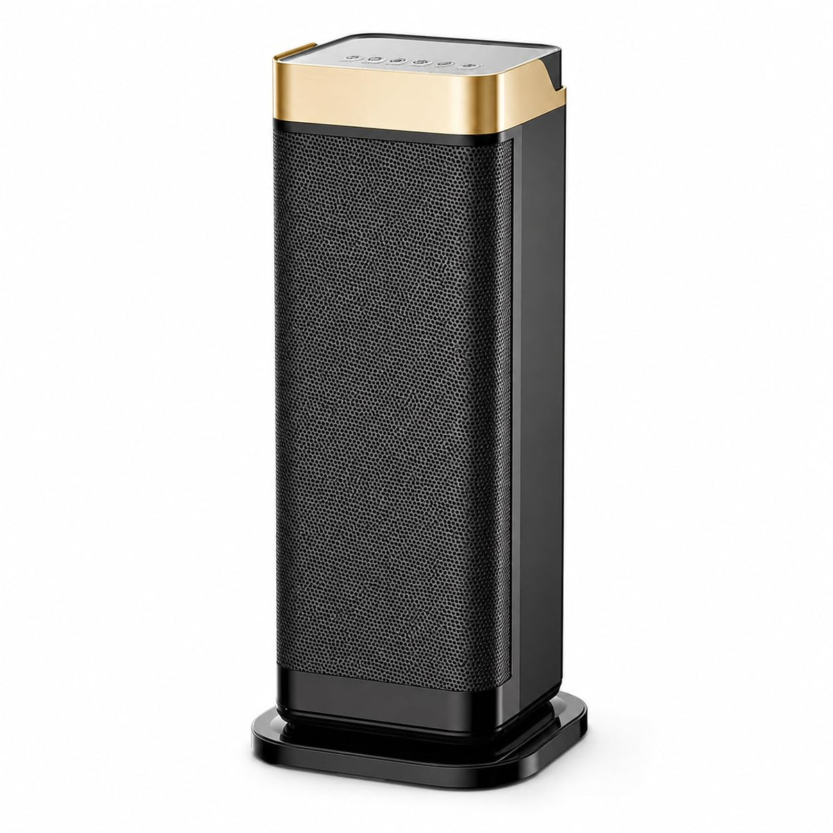 Ceramic Tower Space Heater 1500W, 16.5 in with Remote, Oscillation and Timer – Gold