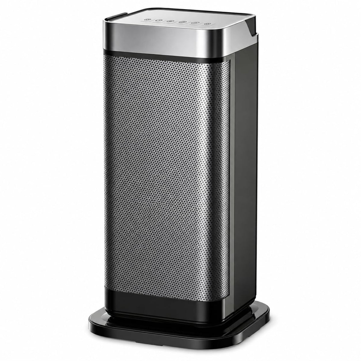 Ceramic Tower Space Heater 1500W, 16.5 in with Remote, Oscillation and Timer – Silver