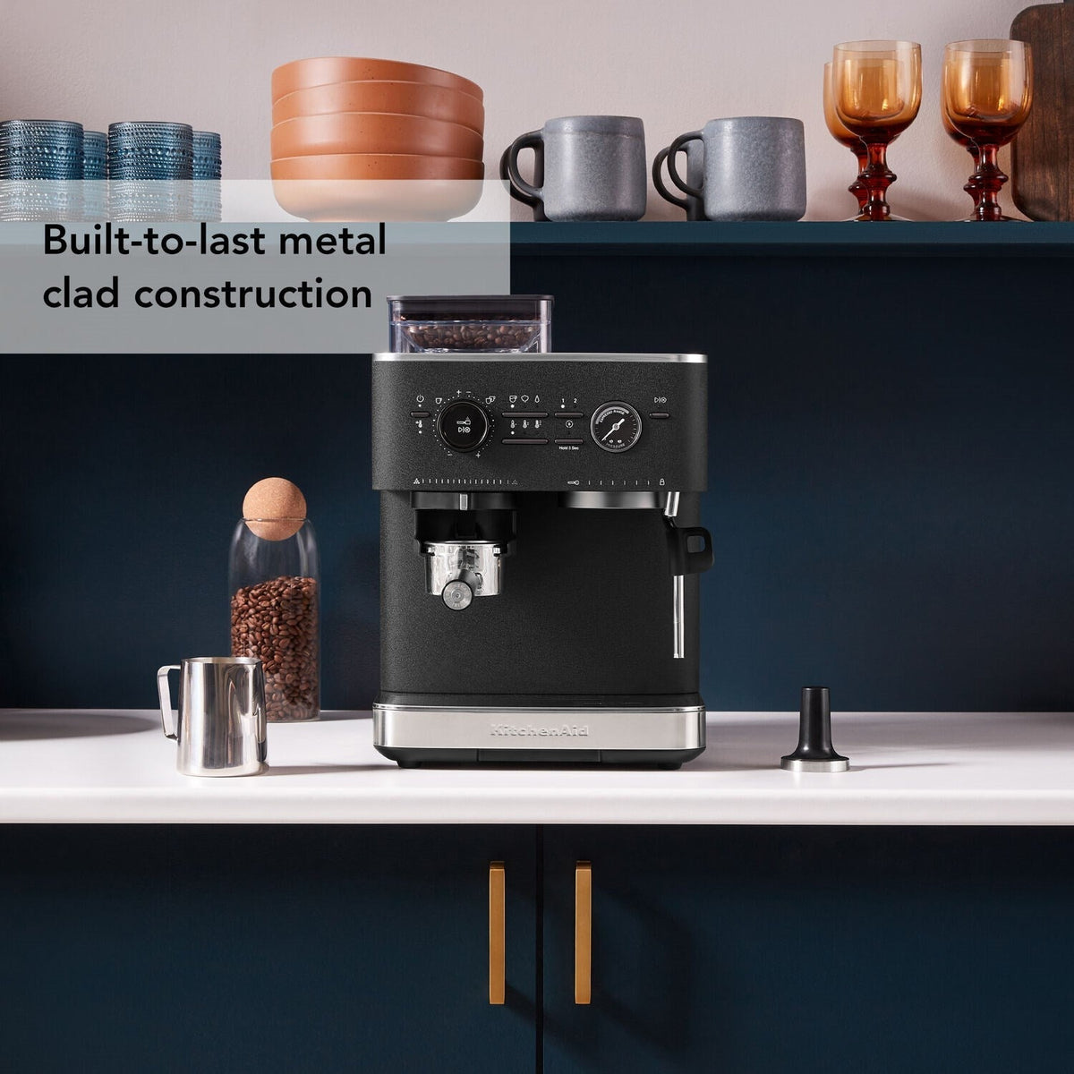 KitchenAid Semi-Automatic Espresso Machine with Burr Grinder and 15-Bar Pump – Cast Iron Black – KES6551BK