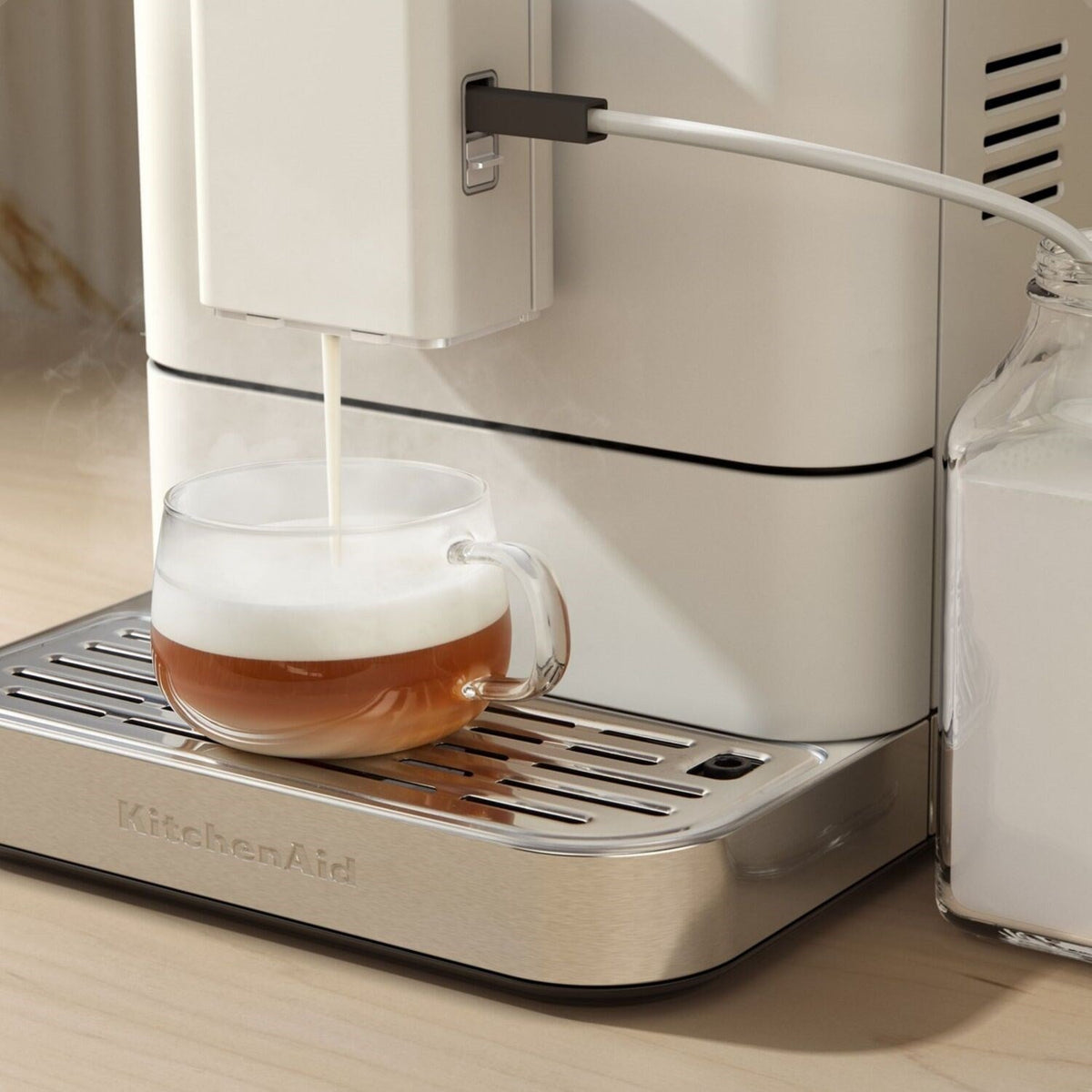 KitchenAid Semi-Automatic Espresso Machine with Burr Grinder and 15-Bar Pump – Porcelain White – KES6551PL