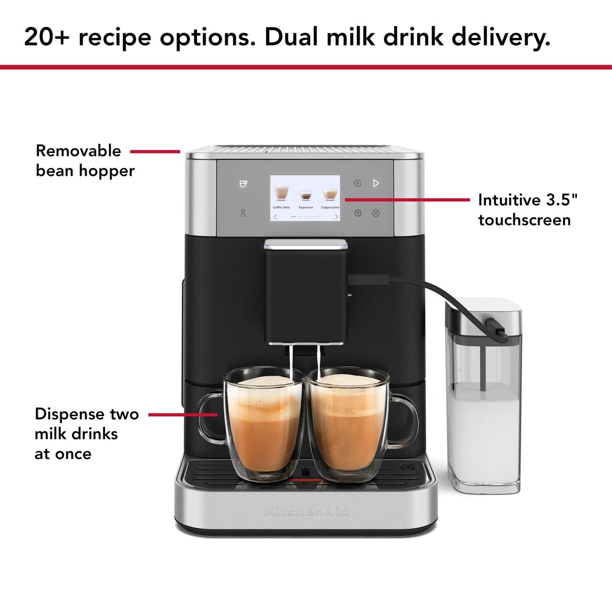 KitchenAid KF7 Fully Automatic Espresso Machine with Milk Container – Cast Iron Black – KES8557BK