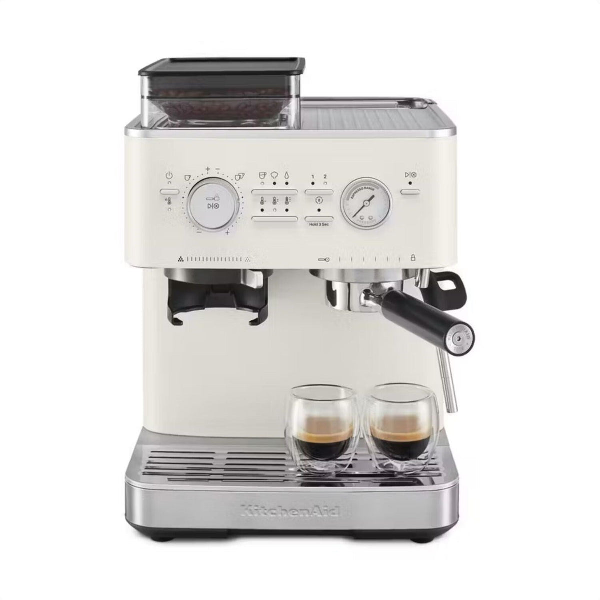 KitchenAid Semi-Automatic Espresso Machine with Burr Grinder and 15-Bar Pump – Porcelain White – KES6551PL