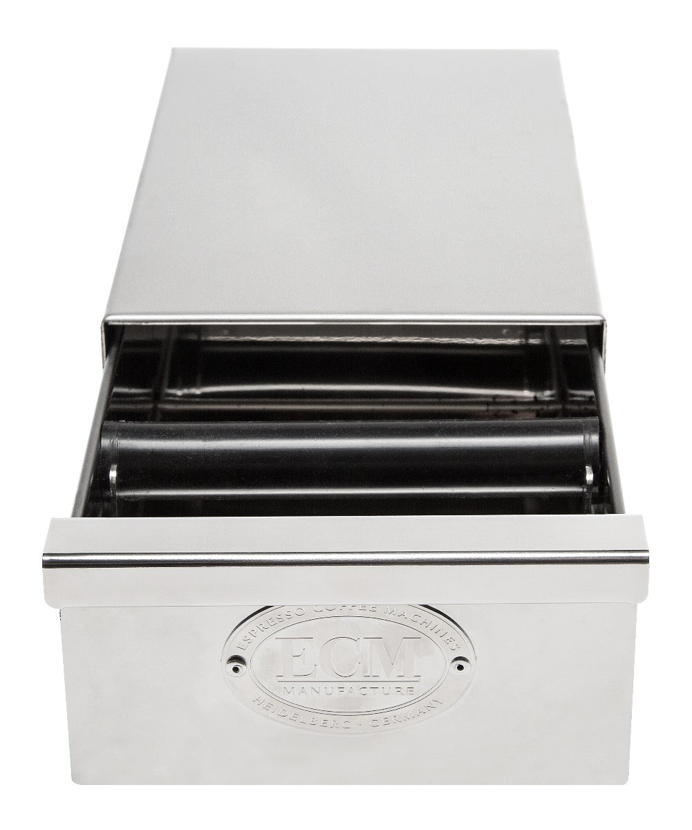 ECM Slim Stainless Steel Knock Box Drawer with Sound-Absorbing Bar