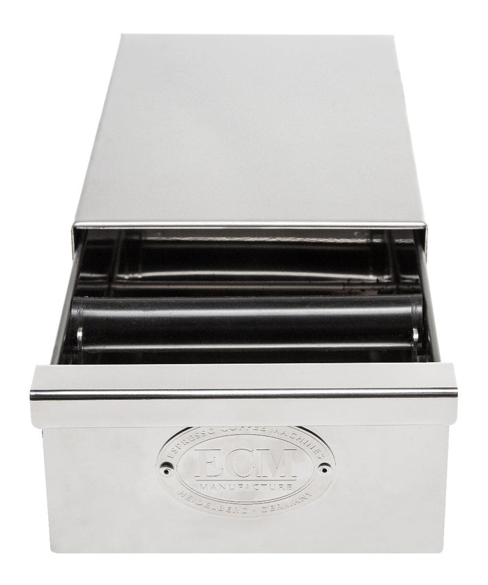 ECM Slim Stainless Steel Knock Box Drawer with Sound-Absorbing Bar