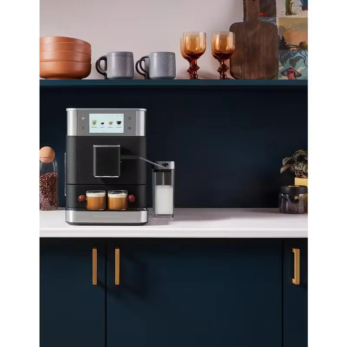 KitchenAid KF8 Fully Automatic Espresso Machine with Milk Container – Cast Iron Black – KES8558BK