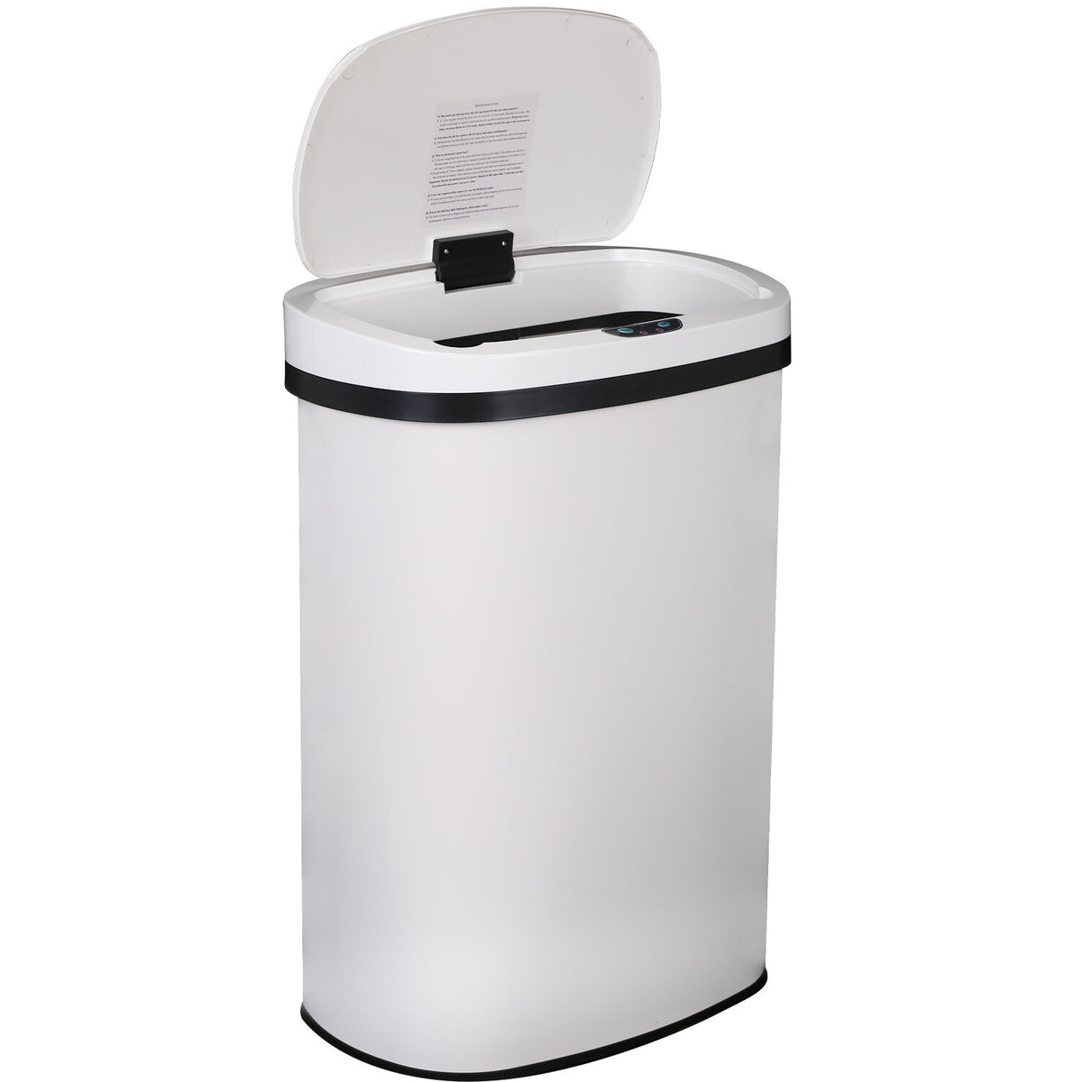 Automatic Motion Sensor Kitchen Trash Can, 13 Gallon Stainless Steel – White