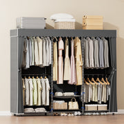 Covered Clothes Rack with 4 Hanging Rods and 8 Storage Tiers, 70 in Wide – product detail 5