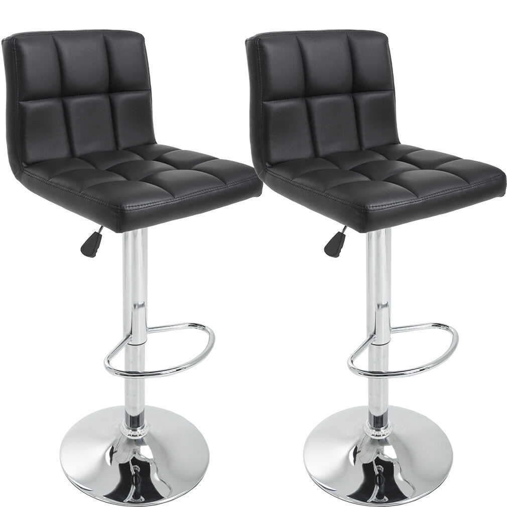 Adjustable Swivel Bar Stools Set of 2 with Faux-Leather Seats and Backrests – Black