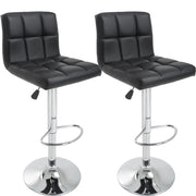 Adjustable Swivel Bar Stools Set of 2 with Faux-Leather Seats and Backrests – Black