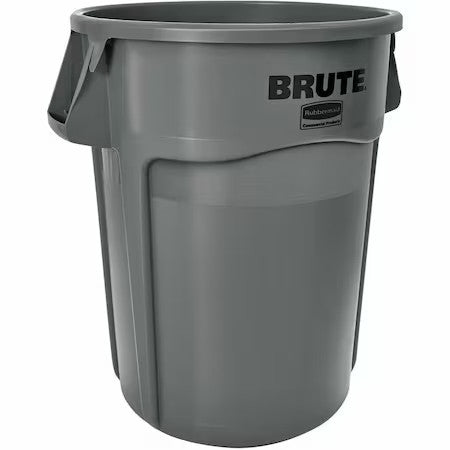 Heavy-Duty Round Plastic Trash Can, 44 Gallon, Gray, Lid Not Included – Gray