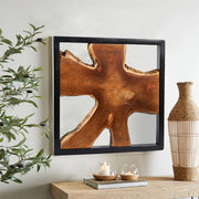 Handmade Teak Wood Wall Sculpture, 17 x 17 in Live Edge Decor – product detail 6