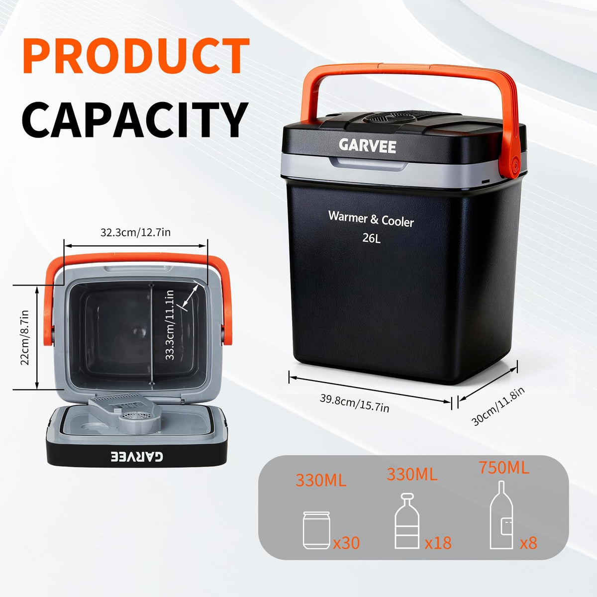 Portable Thermoelectric Cooler and Warmer, 26 L, 12V DC and 110V AC – product detail 3