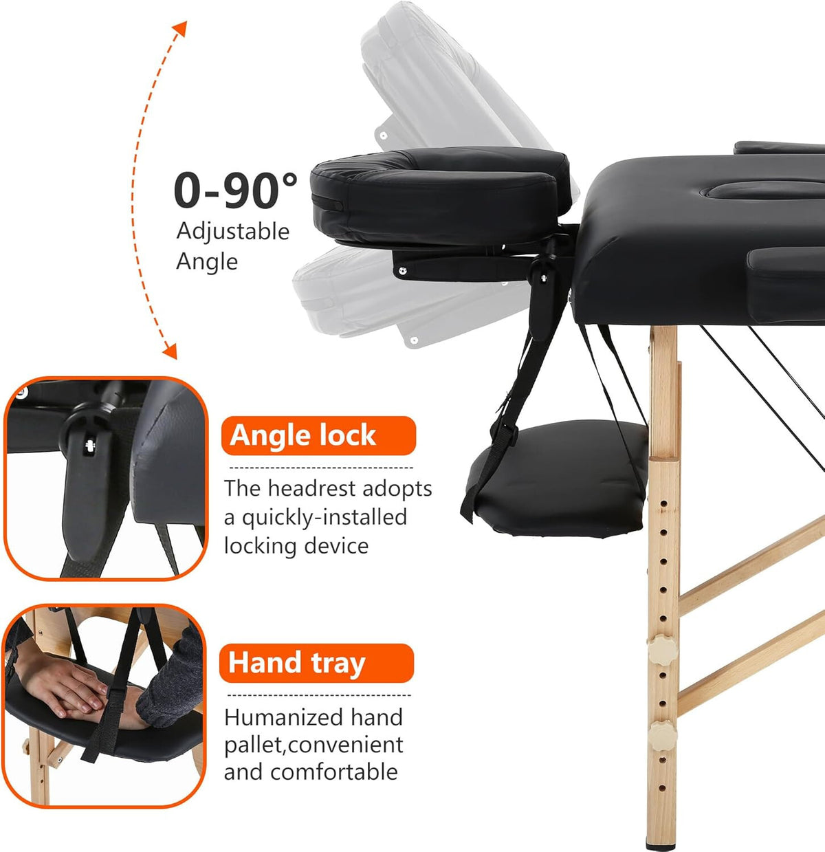 Portable Folding Massage Table 73 x 24 in with Carry Case, Adjustable Height – product detail 3