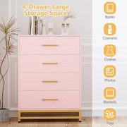 4-Drawer Engineered-Wood Dresser with Metal Legs, Bedroom Storage Chest – product detail 6