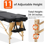 Portable Folding Massage Table 73 x 24 in with Carry Case, Adjustable Height – product detail 4
