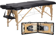 Portable Folding Massage Table 73 x 24 in with Carry Case, Adjustable Height – Black