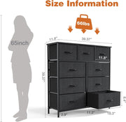 9-Drawer Fabric Dresser with Wood Top and Steel Frame for Bedroom Storage – product detail 6