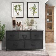 5-Drawer Fabric Dresser with Wood Top, Black Bedroom Storage Chest – product detail 3