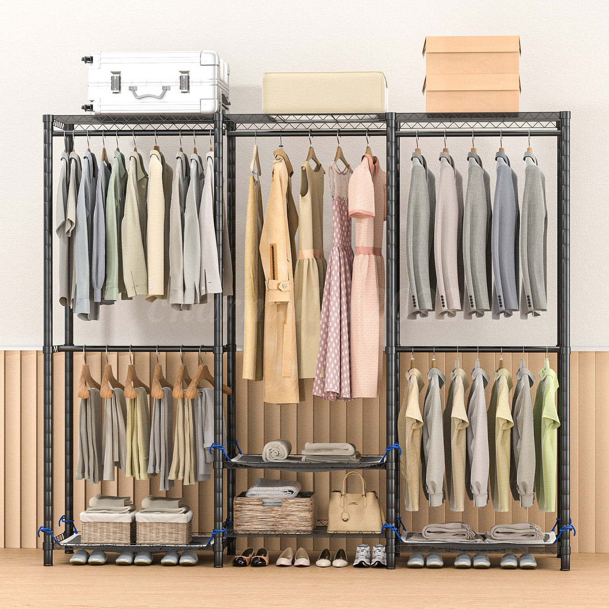 Freestanding Metal Clothes Rack with Adjustable Storage and Fabric Cover, 70 in Wide – product detail 4