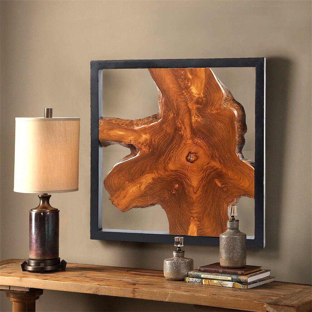 Handmade Teak Wood Wall Sculpture, 17 x 17 in Live Edge Decor – product detail 5