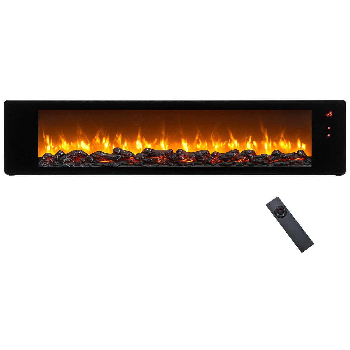 36 in Electric Flame-Effect Fireplace Insert with Remote and Adjustable Brightness – Black
