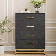 4-Drawer Engineered-Wood Dresser with Metal Legs, Bedroom Storage Chest – Black