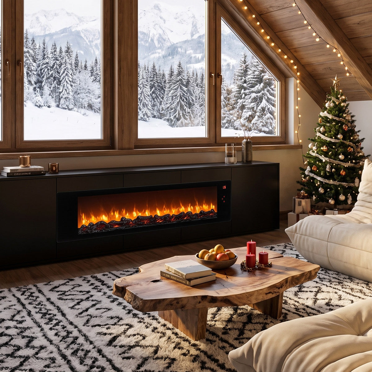 36 in Electric Flame-Effect Fireplace Insert with Remote and Adjustable Brightness – product detail 5