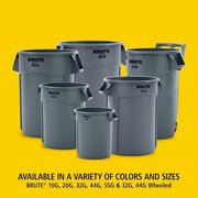 Heavy-Duty Round Plastic Trash Can, 44 Gallon, Gray, Lid Not Included – product detail 3