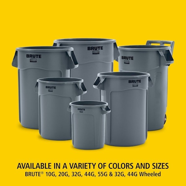 Heavy-Duty Round Plastic Trash Can, 44 Gallon, Gray, Lid Not Included – product detail 3