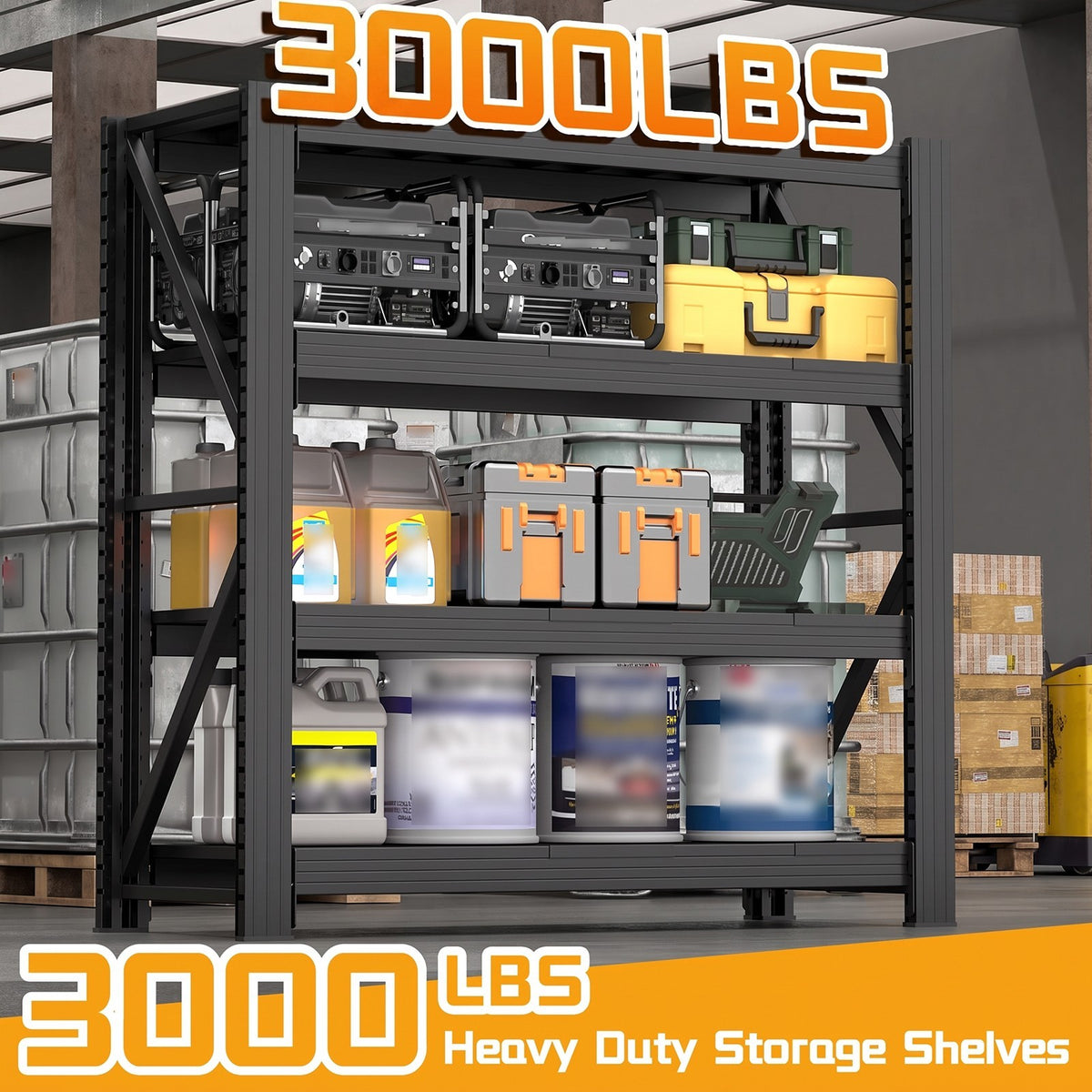 4-Tier Metal Garage Storage Shelving, Adjustable Heavy-Duty Rack – product detail 4