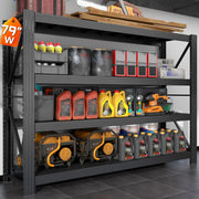 4-Tier Metal Garage Storage Shelving, Adjustable Heavy-Duty Rack – 24"D x 78.8"W x 76.8"H