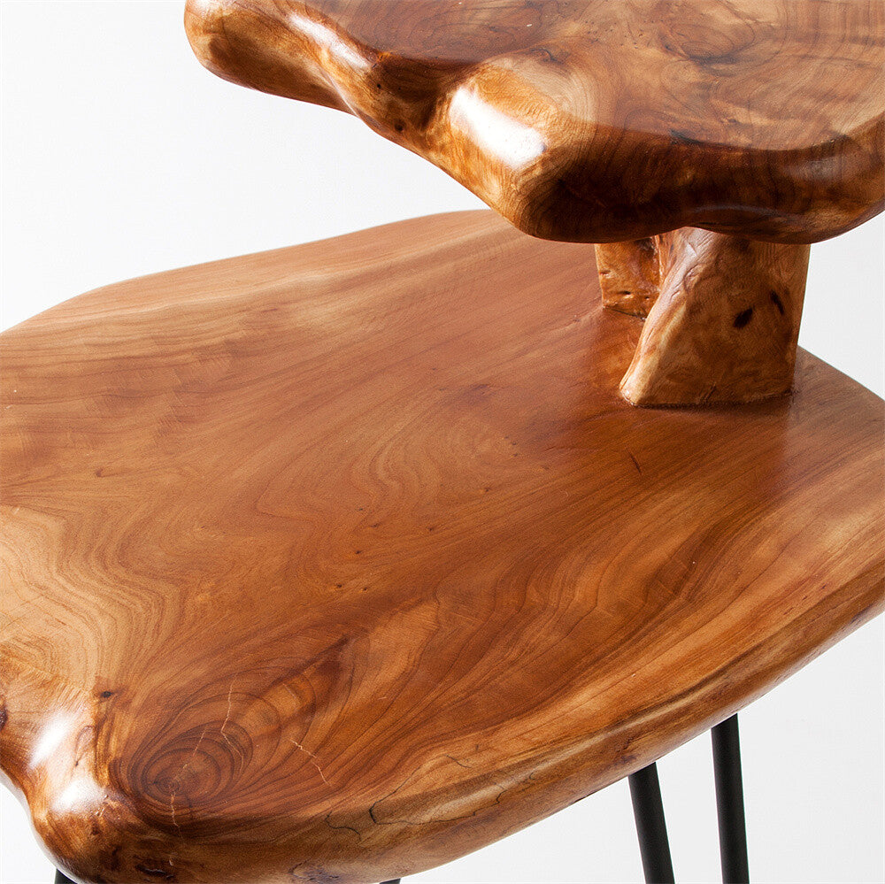 Live Edge Cedar Wood Side Table, 2-Tier with Metal Hairpin Legs – product detail 6