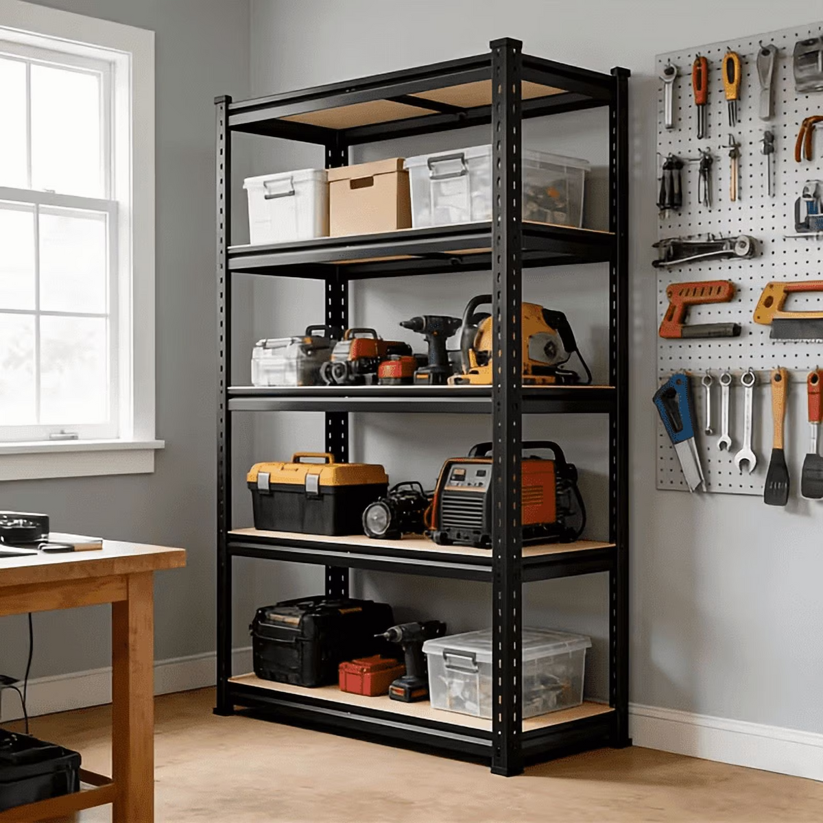 5-Tier Adjustable Garage Shelving Unit, 60 in High, 2000 lb Total Capacity – product detail 3