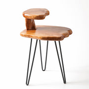 Live Edge Cedar Wood Side Table, 2-Tier with Metal Hairpin Legs – product detail 5
