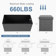 Folding Storage Ottoman Bench with Padded Seat and Removable Lid – 30 Inch